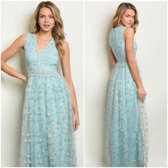 A Mermaid's Epiphany Dresses & Skirts - Victoria | Sky Blue Floral Gown